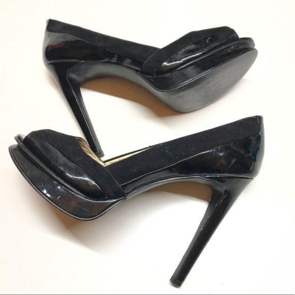 BCBGMAXZRIA Bramia Black Patent Leather High Heels Platform Stiletto pumps 7.5